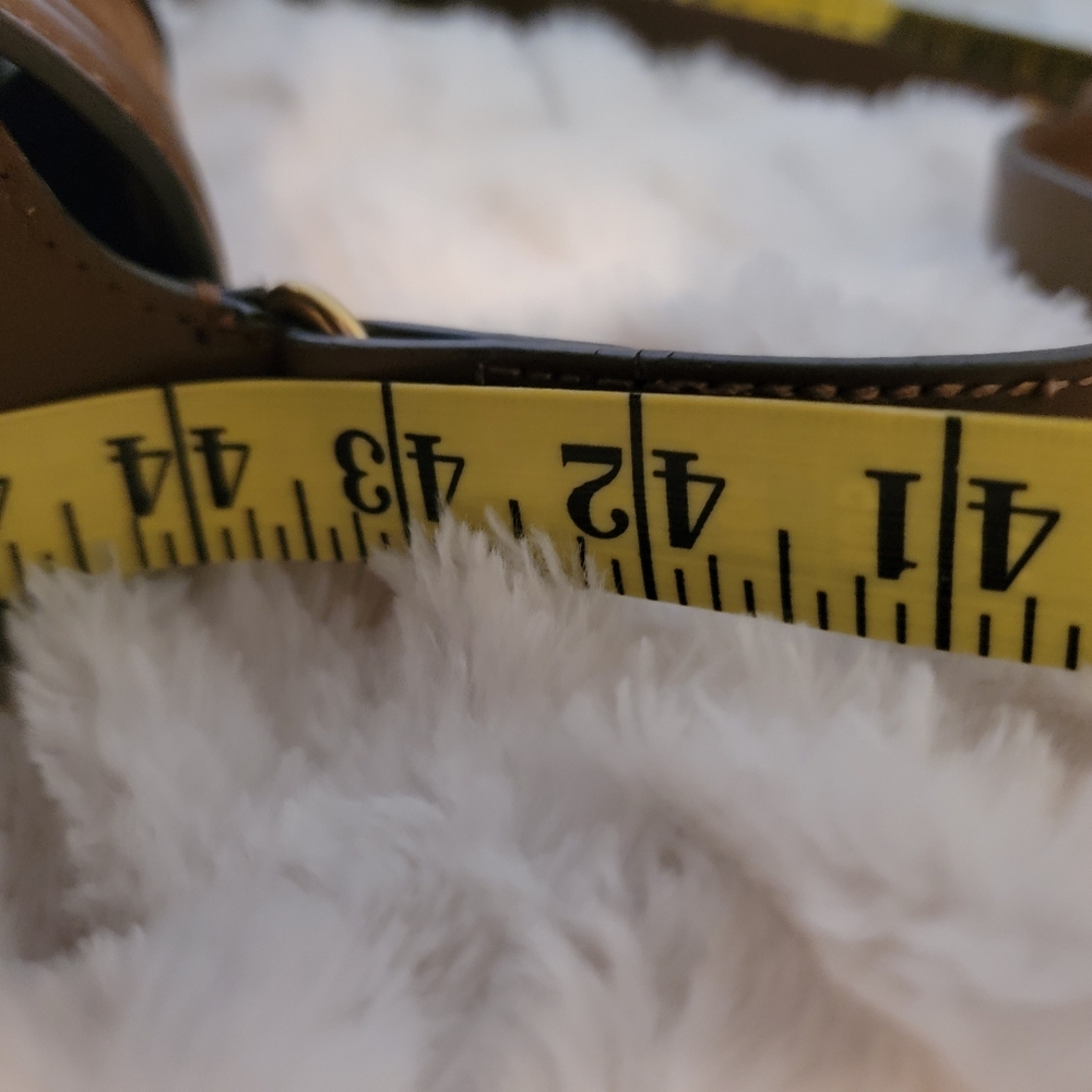 Mango MNG Brown Suede & Leather Crossbody Bag with Gold Buckle - Picture 7 of 10